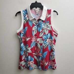 Tommy Bahama Golf Tennis Top Sleeveless Pink Blue Floral Tropical S L XL NWT